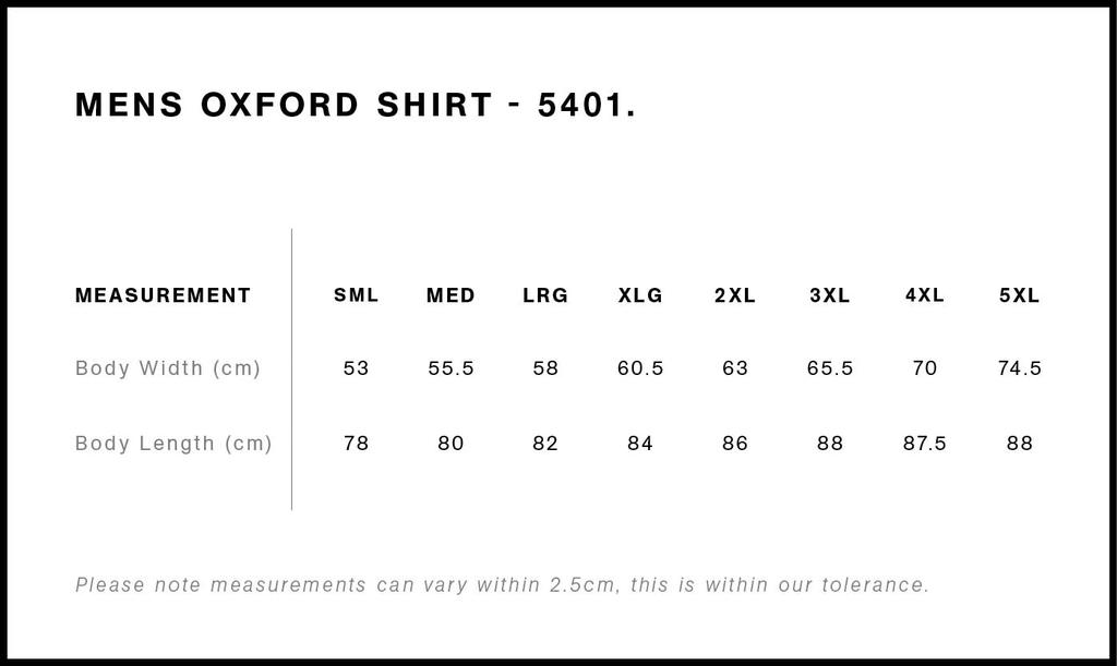 Size Guide - Style 5401