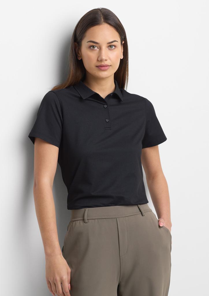 [9401042714725] BP2616LS - Womens Venture Short Sleeve Polo (6, Black)