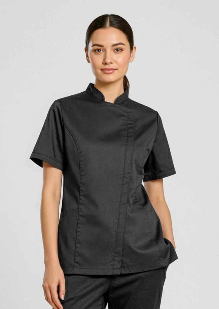 [9401042632807] CH330LS - Womens AlOSFMsco Short Sleeve Chef Jacket (XS, Black)