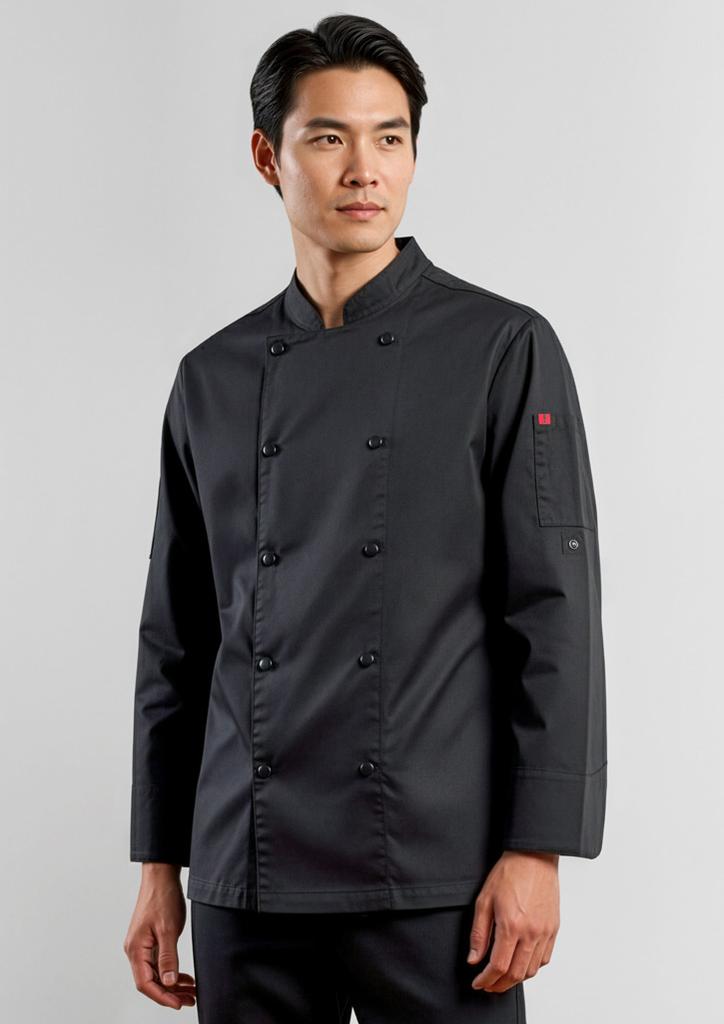 [9401042663795] CH430ML - Mens Gusto Long Sleeve Chef Jacket (XS, Black)