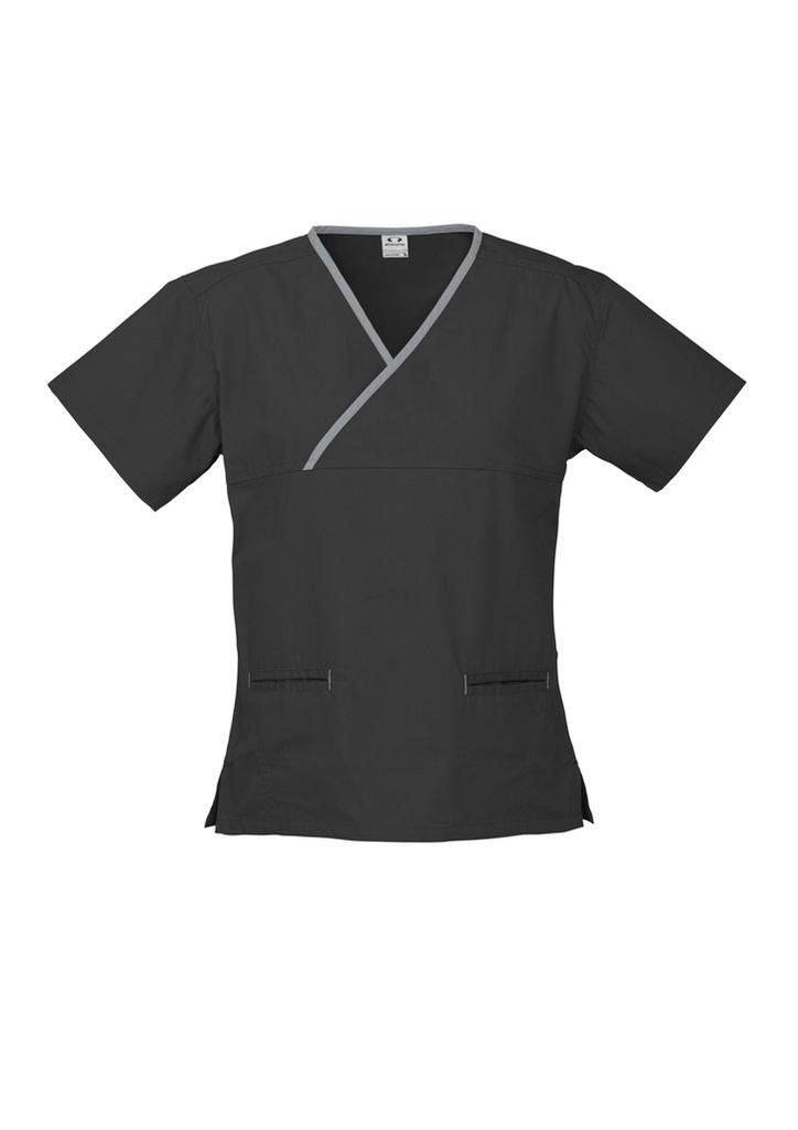 [9401042190420] H10722 - Womens Contrast Scrub Top (XS, Black/Pewter)