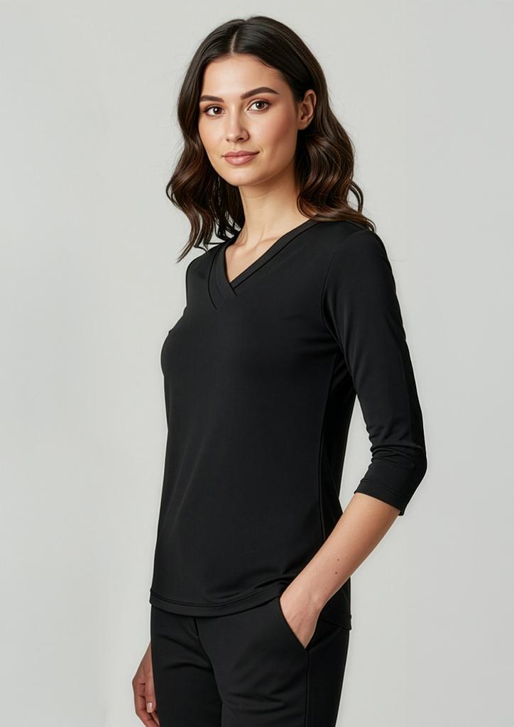 [9401042445469] K819LT - Womens Lana 3/4 Sleeve Top (6, Black)