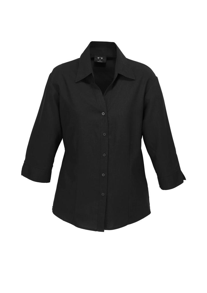 [9401042132307] LB3600 - Womens Oasis 3/4 Sleeve Shirt (6, Black)