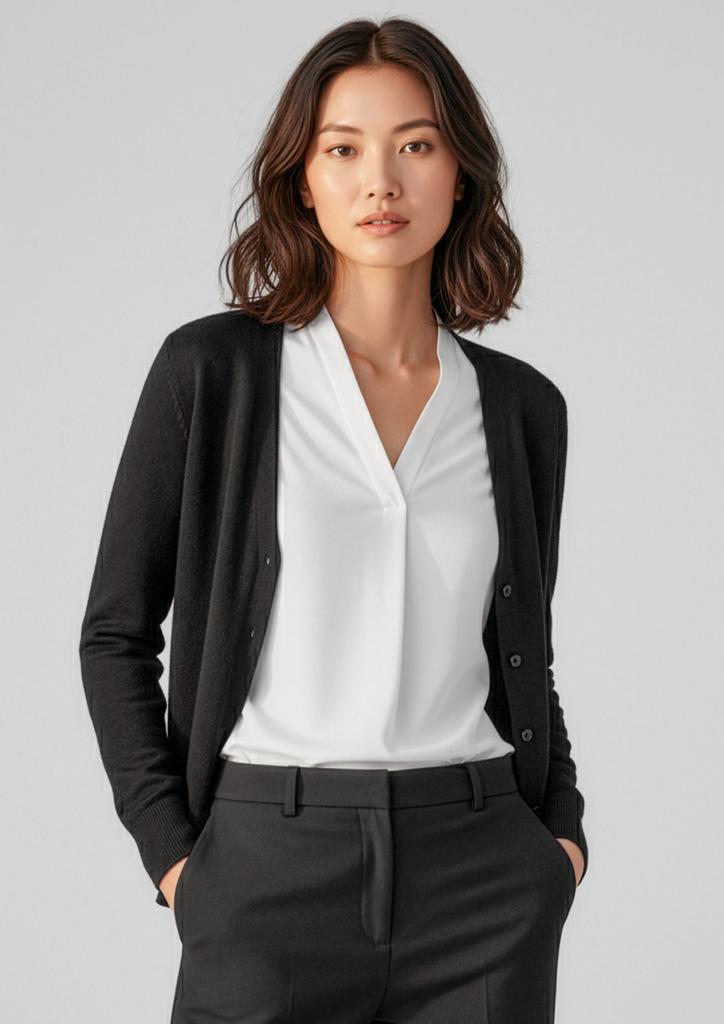 [9401042489616] LC916L - Womens Roma Knit Cardigan (XS, Black)