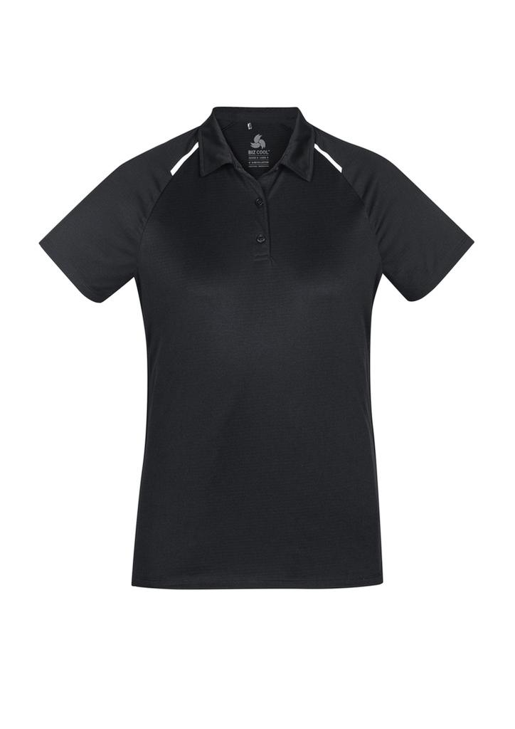 [9401042531032] P012LS - Womens Academy Short Sleeve Polo (8, Black/White)
