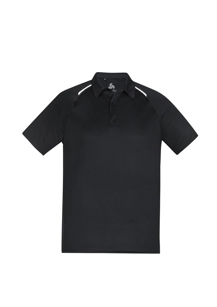 [9401042531520] P012MS - Mens Academy Short Sleeve Polo (S, Black/White)