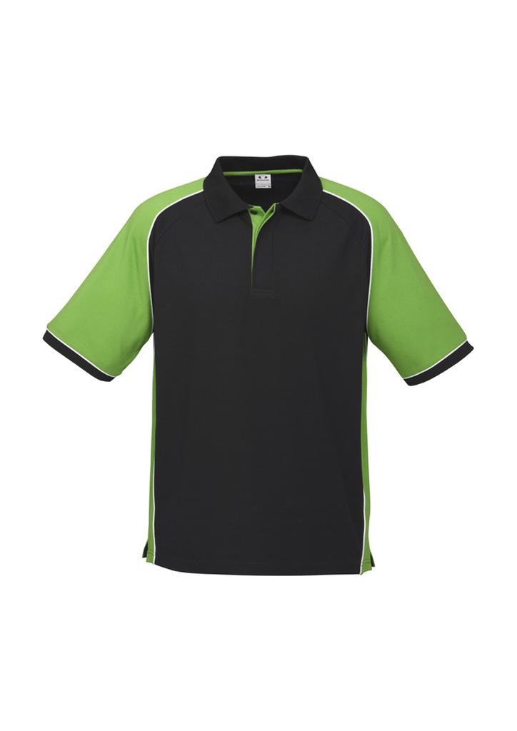 [9401042170132] P10112 - Mens Nitro Short Sleeve Polo (S, Black/Green/White)