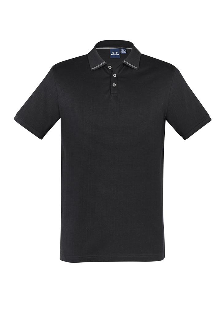 [9401042591692] P106MS - Mens Aston Short Sleeve Polo (S, Black/Silver Grey)
