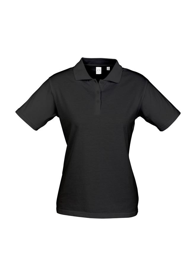 [9401042180537] P112LS - Womens Ice Short Sleeve Polo (8, Black)