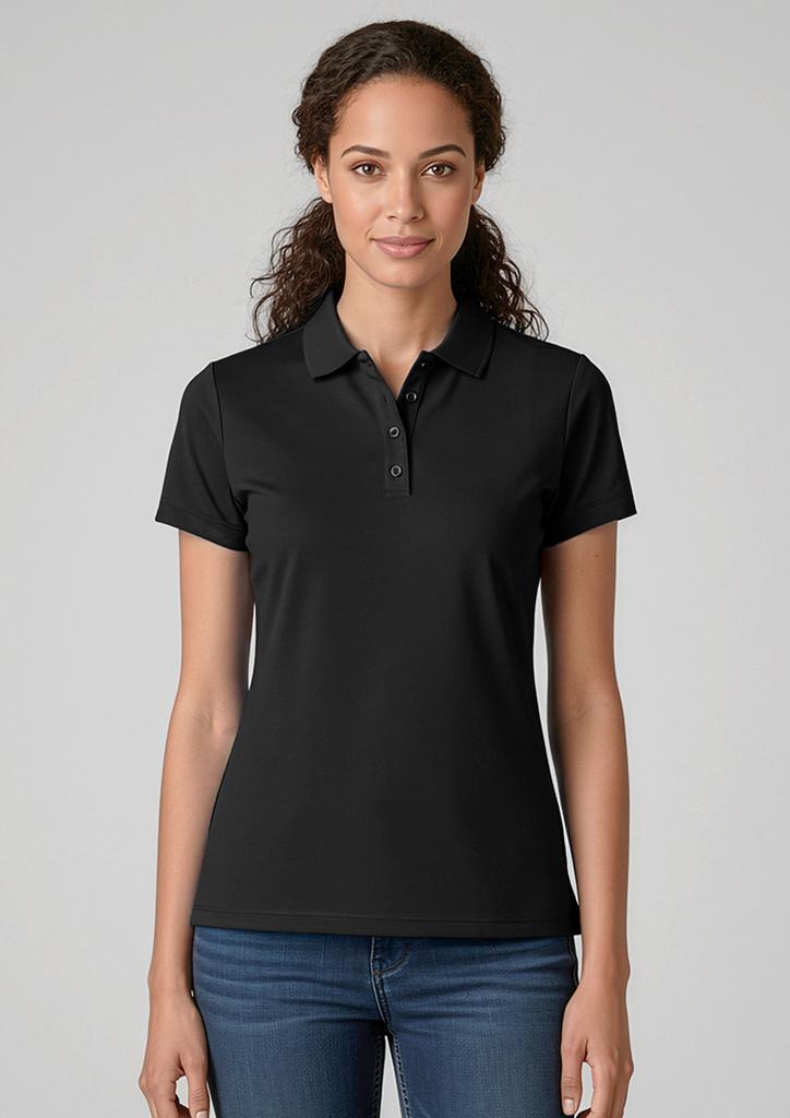 [9401042618023] P206LS - Womens Action Short Sleeve Polo (6, Black)