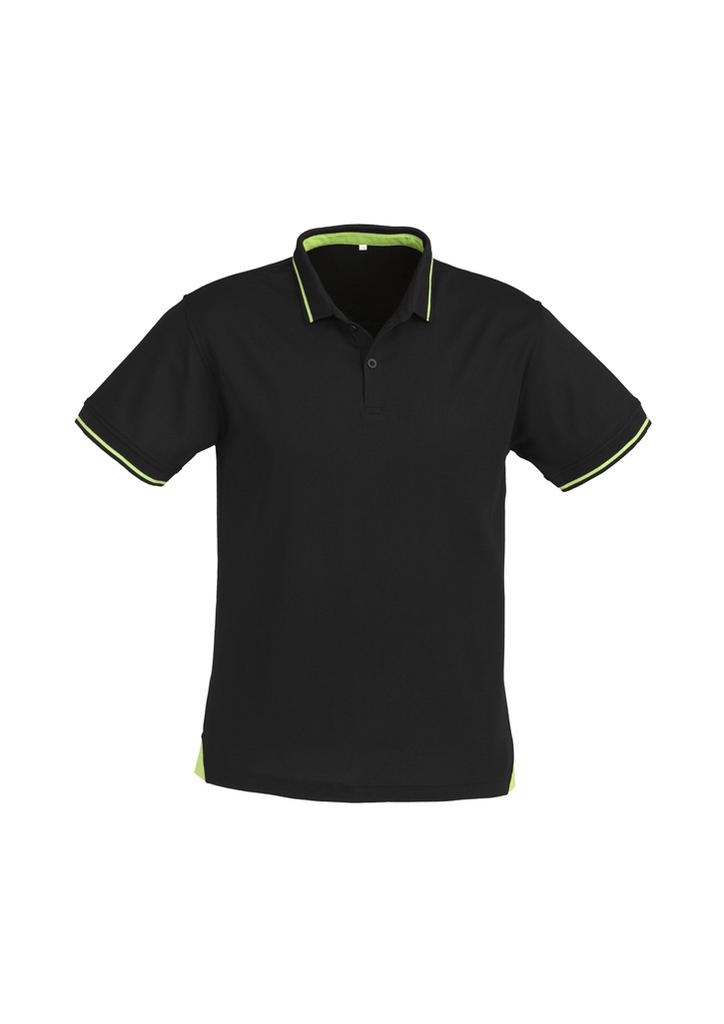 [9401042208941] P226MS - Mens Jet Short Sleeve Polo (S, Black/Bright Green)