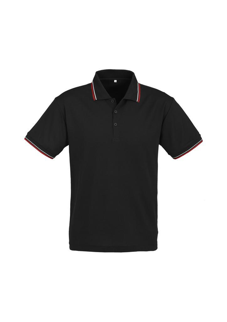 [9401042210296] P227MS - Mens Cambridge Short Sleeve Polo (S, Black/Red/White)