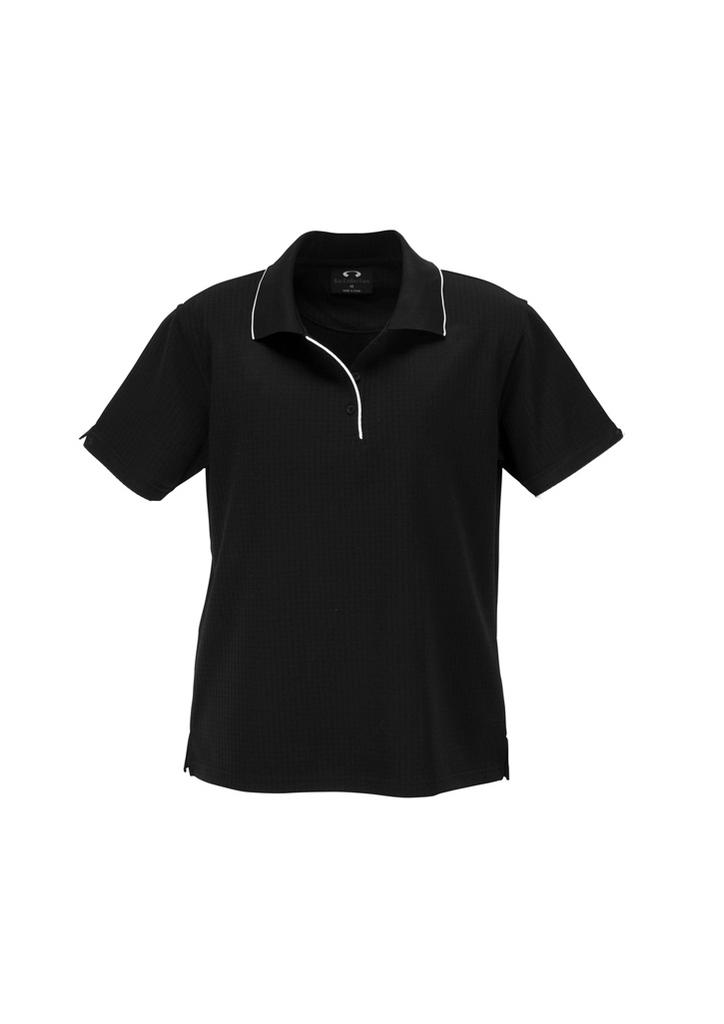 [9401042118424] P3225 - Womens Elite Short Sleeve Polo (8, Black/White)