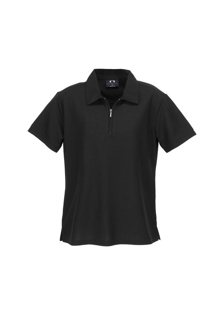 [9401042121134] P3325 - Womens Micro Waffle Short Sleeve Polo (8, Black)