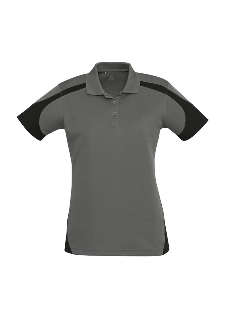 [9401042274793] P401LS - Womens Talon Short Sleeve Polo (8, Ash/Black)