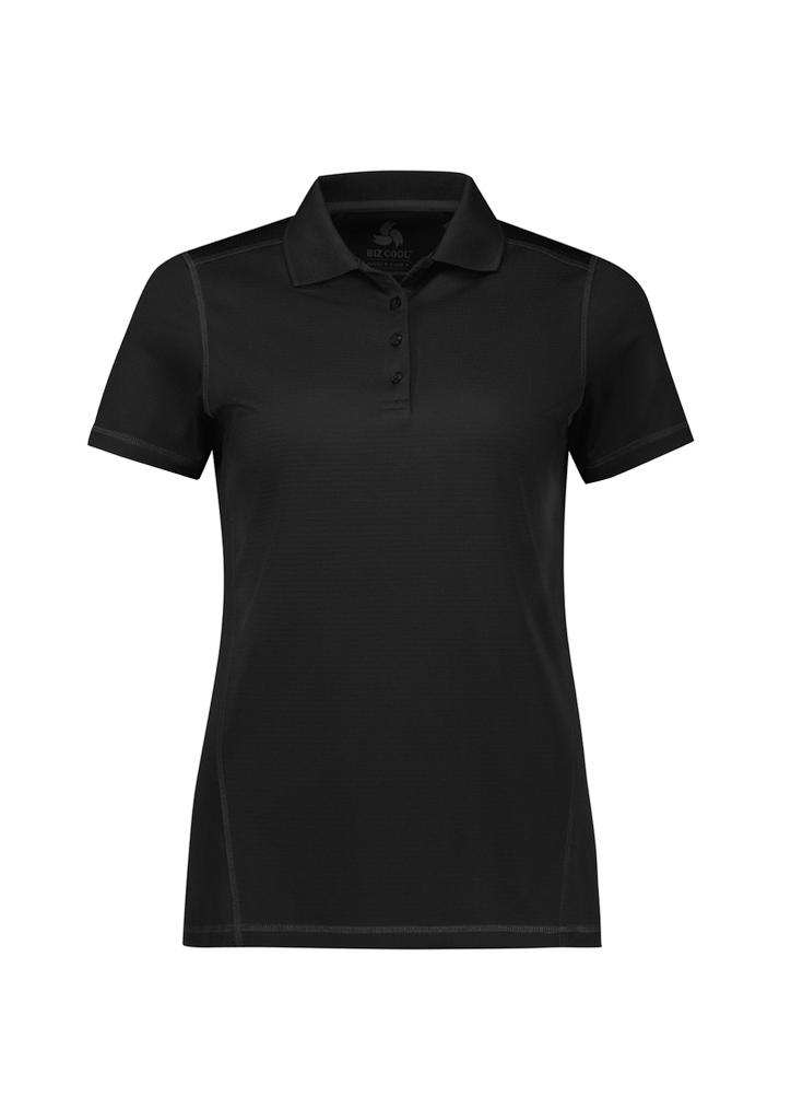 [9401042665805] P419LS - Womens Dart Short Sleeve Polo (6, Black/Black)