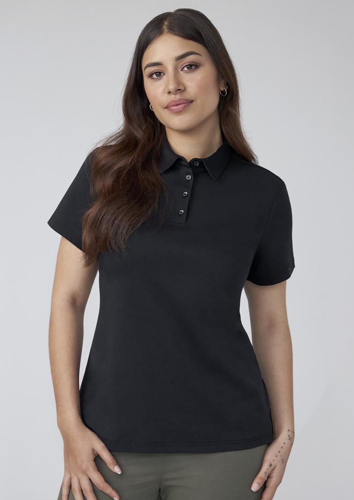 [9401042677129] P515LS - Womens Lotus Short Sleeve Polo (6, Black)