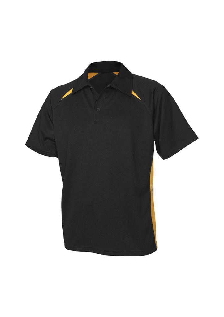[9401042044396] P7700 - Mens Splice Short Sleeve Polo (S, Black/Gold)