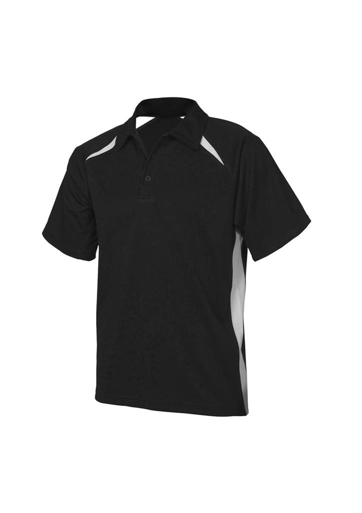 [9401042046048] P7700B - Kids Splice Short Sleeve Polo (4, Black/White)