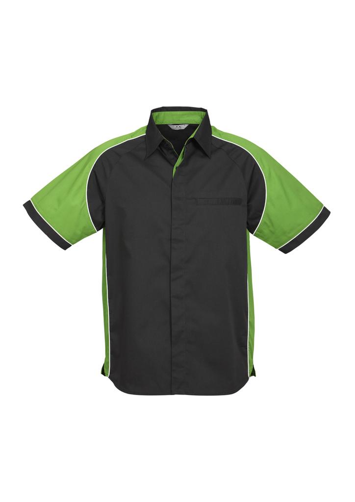 [9401042173652] S10112 - Mens Nitro Short Sleeve Shirt (S, Black/Green/White)