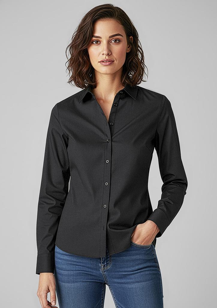 [9401042592743] S127LL - Womens Memphis Long Sleeve Shirt (6, Black)