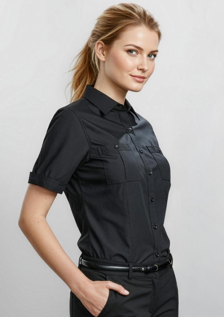 [9401042238955] S306LS - Womens Bondi Short Sleeve Shirt (6, Black)