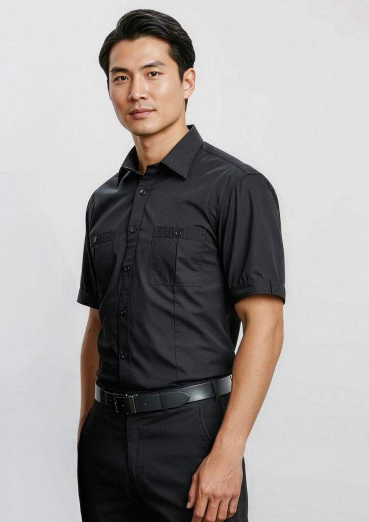[9401042240071] S306MS - Mens Bondi Short Sleeve Shirt (XS, Black)