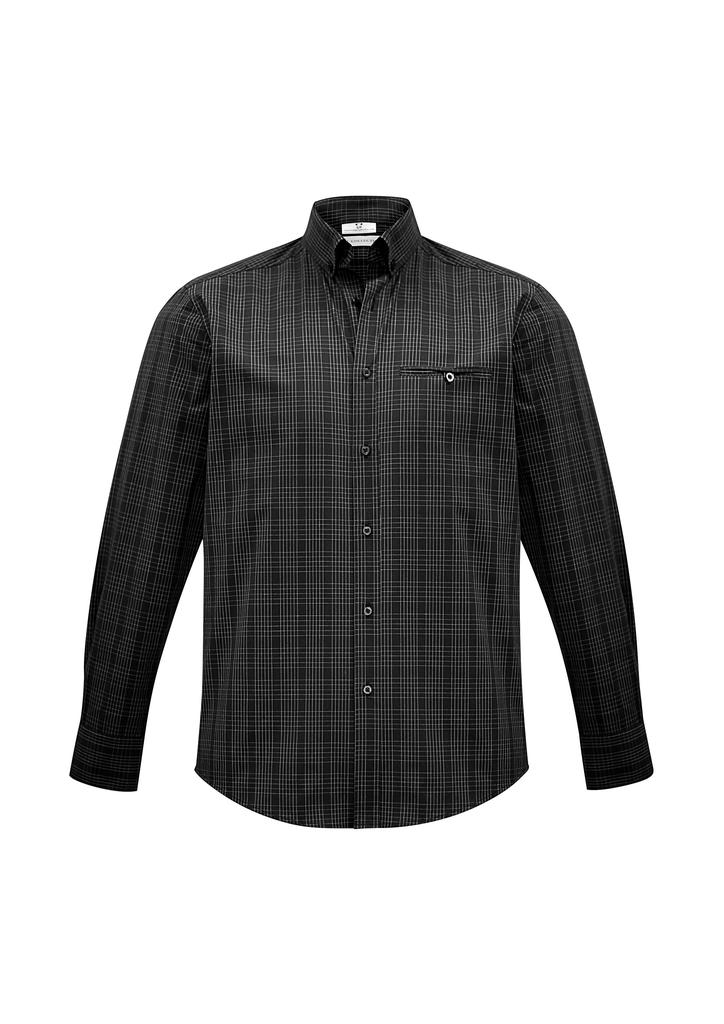 [9401042445780] S820ML - Mens Harper Long Sleeve Shirt (XS, Black/Silver)