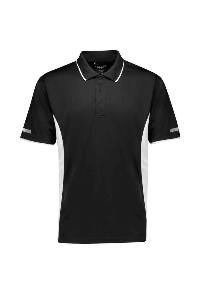 [9401042711885] ZH145 - Mens Striker Short Sleeve Polo (XXS, Black/White)