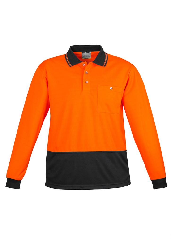 [9401042516787] ZH232 - Unisex Hi Vis Basic Long Sleeve Polo (XXS, Orange/Black)