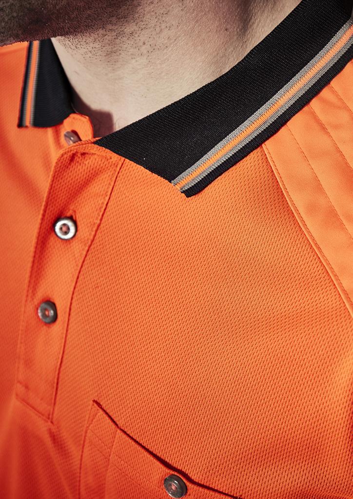 [9401042466433] ZH465 - Mens Hi Vis Reinforced Squad Short Sleeve Polo (XXS, Orange/Navy)