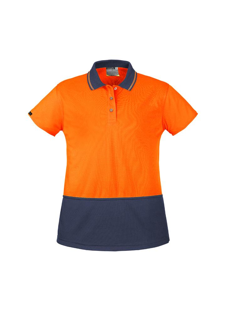 [9401042681720] ZH731 - Womens Hi Vis Basic Short Sleeve Polo (4, Orange/Navy)