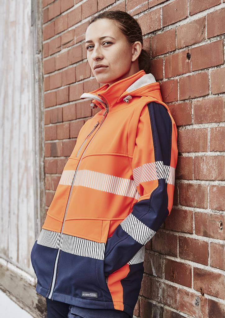 [9401042666871] ZJ753 - Womens Streetworx 2 In 1 Stretch Softshell Jacket (XXS, Orange/Navy)