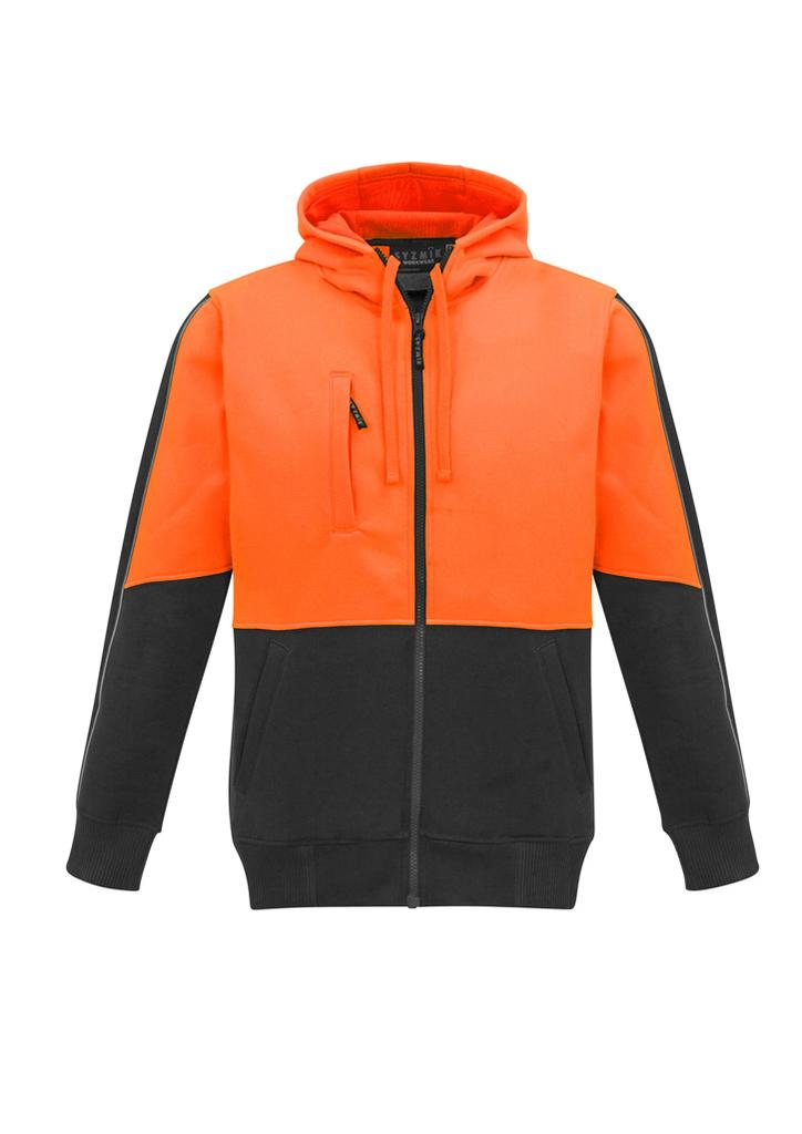 [9401042668936] ZT485 - Unisex Hi Vis Full Zip Hoodie (XXS, Orange/Black)