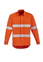 ZW145 - Mens Orange Flame Hi Vis Open Front Shirt - Hoop Taped