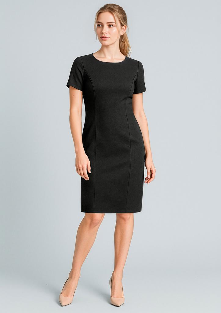 [9401042250728] 30112 - Womens Cool Stretch Short Sleeve Shift Dress (4, Black)