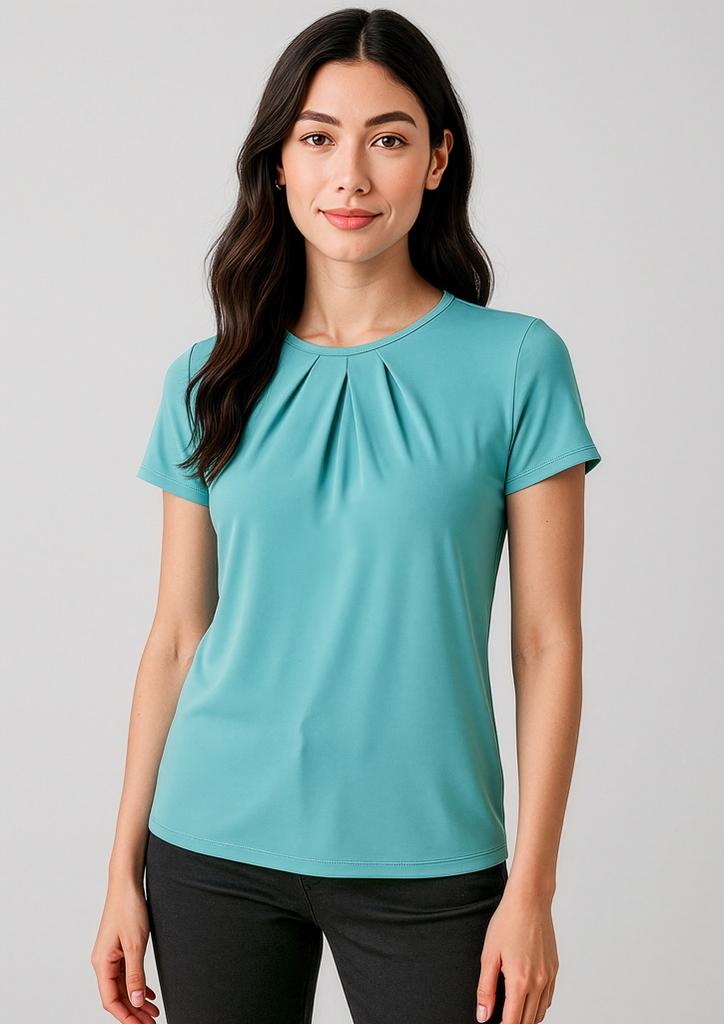 [9401042456342] 44412 - Womens Blaise Short Sleeve Top (4, Aqua)