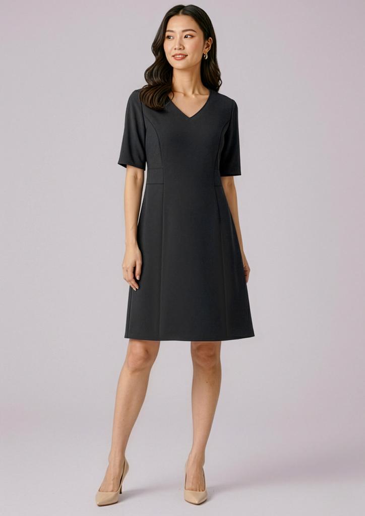[9401042523884] RD974L - Womens Siena Extended Short Sleeve Dress (4, Black)