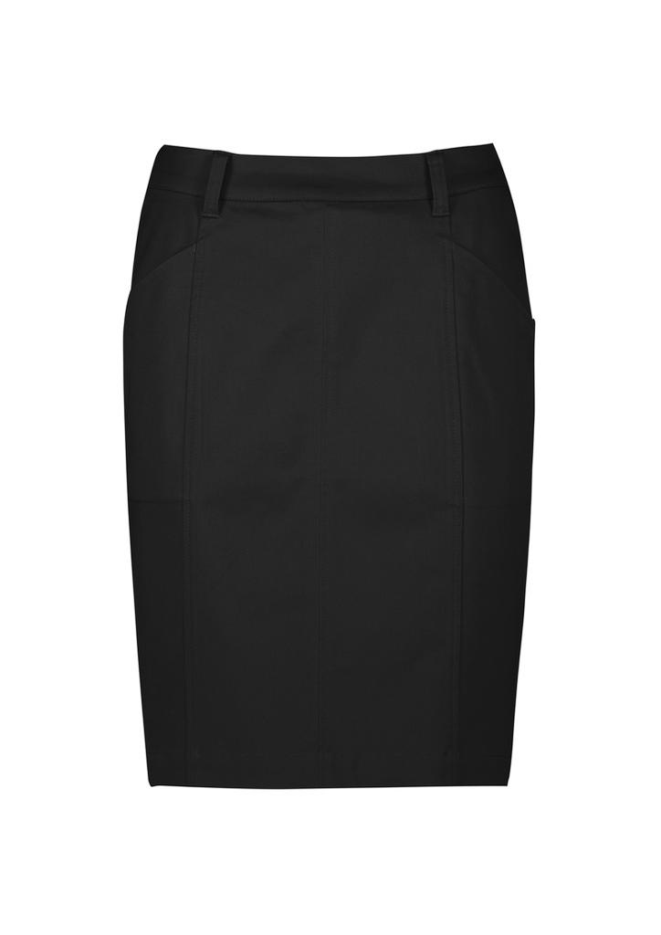 [9401042629227] RGS264L - Womens Mid Waist Stretch Chino Skirt (4, Black)