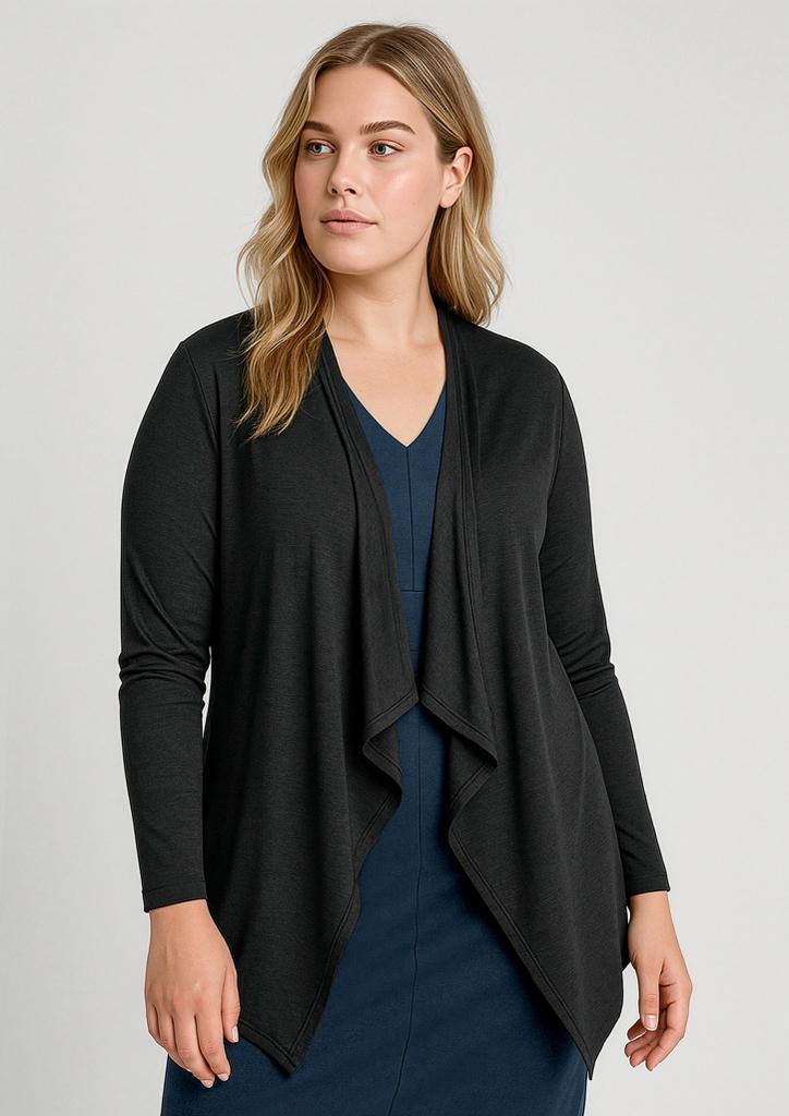 [9401042630032] RLC267L - Womens Sofia Waterfall Cardigan (XXS, Black)