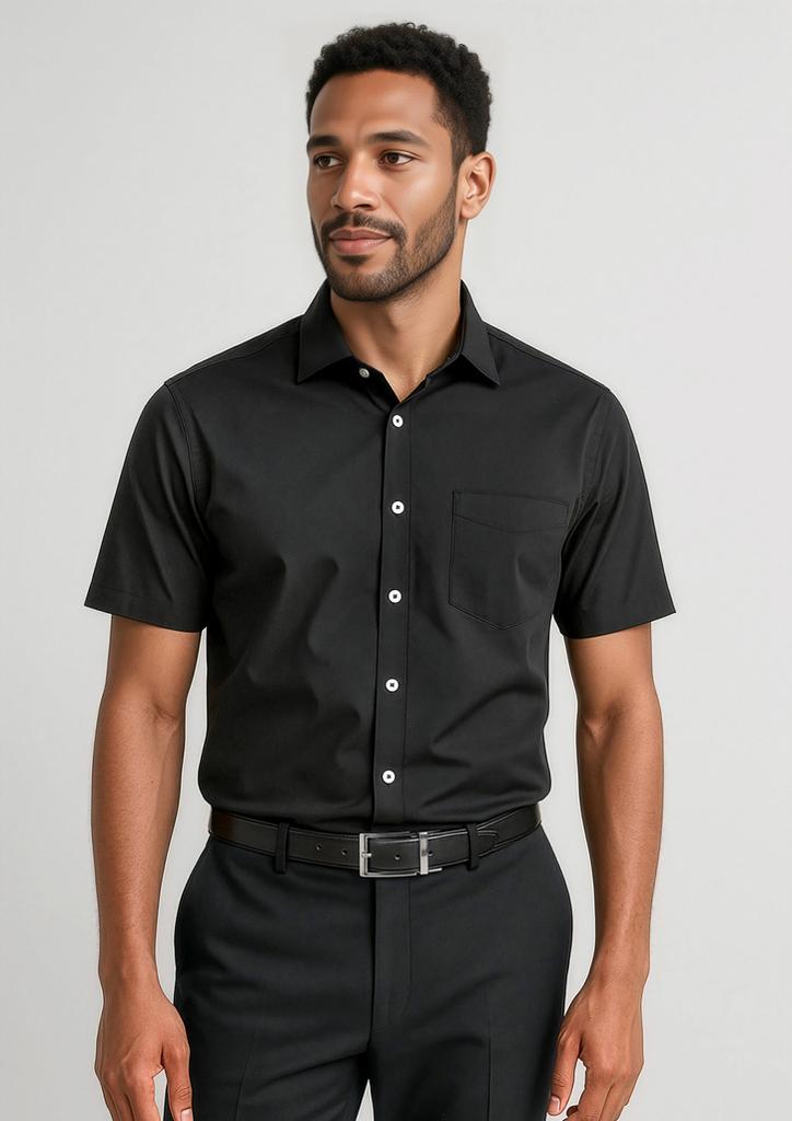 [9401042521682] RS968MS - Mens Charlie Classic Fit Short Sleeve Shirt (S, Black)