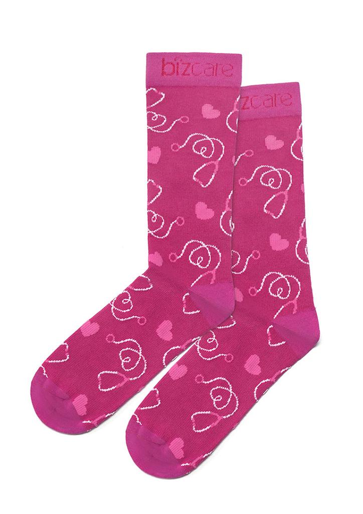 [9401042640383] CCS250U - Unisex Pink Happy Feet Comfort Socks (S)
