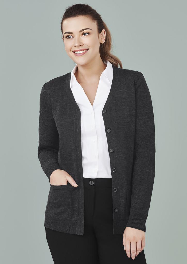 [9401042555359] CK045LC - Womens Button Front Knit Cardigan (XXS, Charcoal)