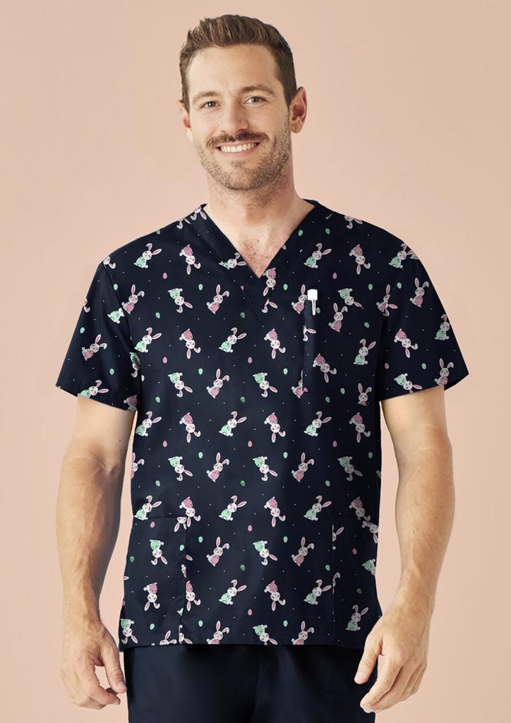 [9401042604019] CST152MS - Mens Easter V-Neck Short Sleeve Scrub Top (S)