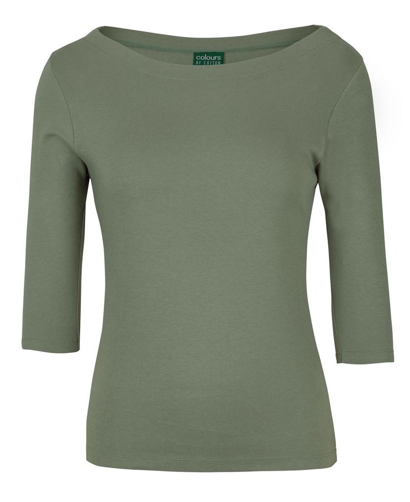 [1BT3F106] 1BT3 - C of C Ladies 3/4 Sleeve Boat Neck Tee (6, Sage)