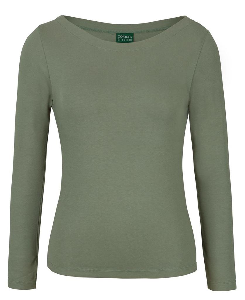 [1BTLF106] 1BTL - C of C Ladies L/S Boat Neck Tee (6, Sage)