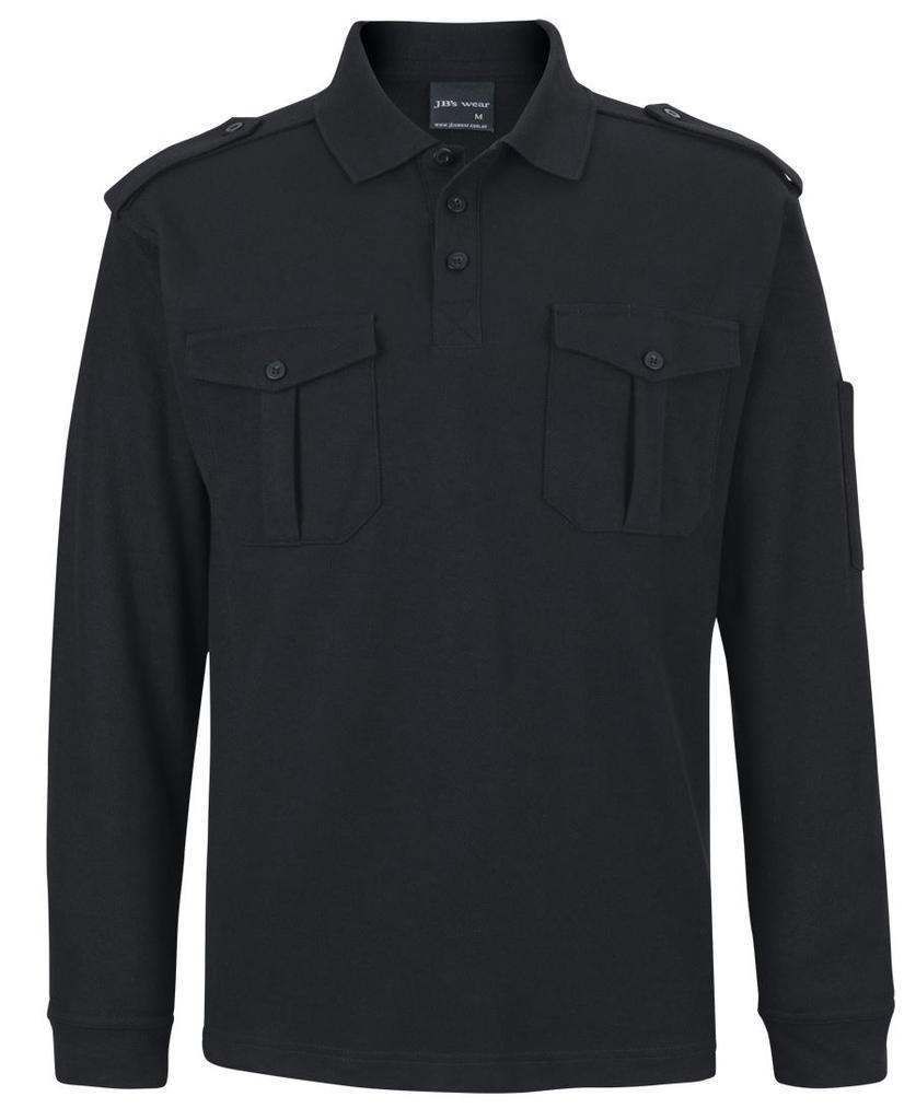 [210ELBXAA] 210EL - JBs L/S 250 Epaulette Polo (XS, Black)
