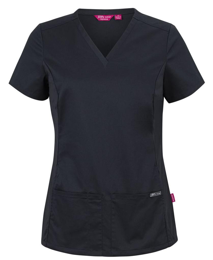 [4SUT1BX06] 4SUT1 - JBs Ladies Premium Stretch Panel Scrub Top (6, Black)