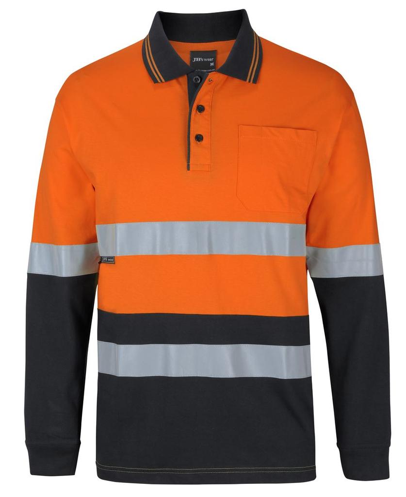 [6DCPLOBA1] 6DCPL - JBs Hv (D+N) L/S Cotton Polo (2XS, Orange/Black)