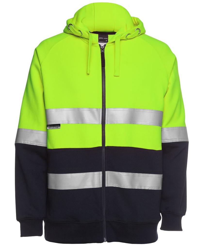 [6DNHENA1] 6DNH - JBs Hv (D+N) Full Zip Fleecy Hoodie (2XS, Lime/Navy)